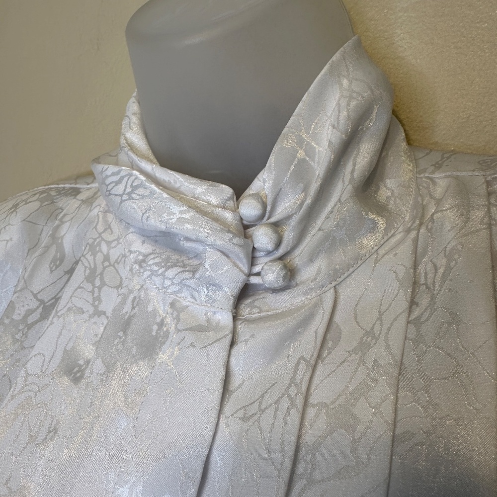 Worthington | Vtg Mock Neck Pleated Button Front … - image 6